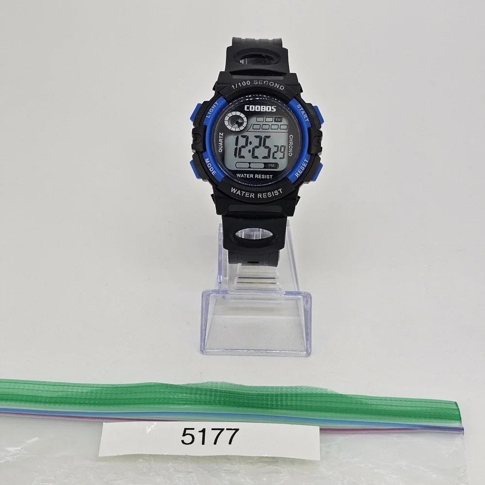 Men's Sport Digital Watch 44MM Black Plastic Bands New Battery‎